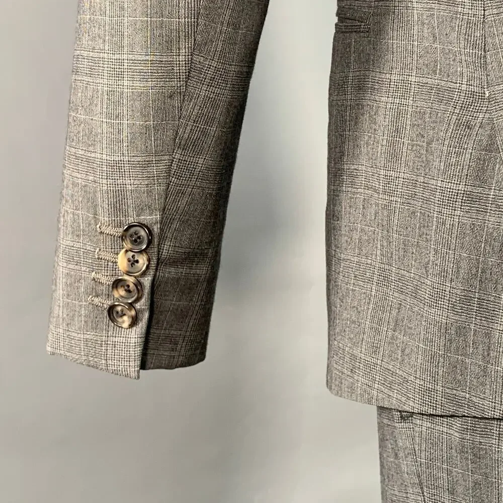 BAND OF OUTSIDERS Size 38 Regular Grey Glenplaid Wool Notch Lapel Suit
